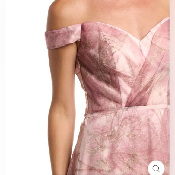 Rene Ruiz Off The Shoulder Draped Organza Gown Rose Gold NWT 18 - Picture 2 of 16